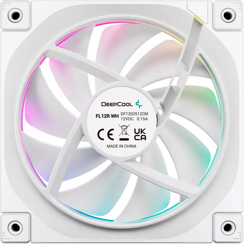 DeepCool FL12R 120 mm datora ventilators, balts, 2150 RPM, aktīvais PFC, ARGB fona apgaismojums