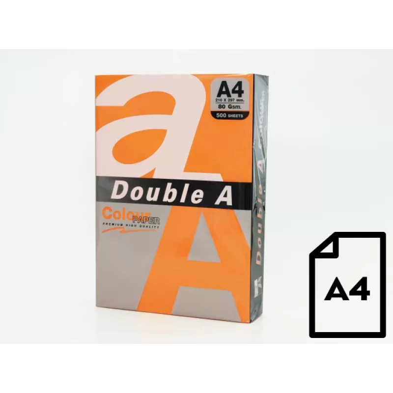 Krāsu papīrs Double A, 80g, A4, 500 loksnes, Safrāns