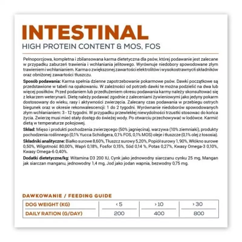 Slapjā suņu barība VETEXPERT Veterinary Diet Intestinal 400 g, mājputnu, bez graudaugiem, atveseļošanai pēc gremošanas trakta operācijas