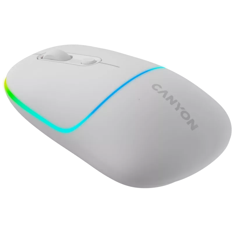 Canyon MW-22 CNS-CMSW22SW pele – 2-in-1 Bluetooth/2,4 GHz – optiska – 800/1200/1600 DPI – 4 pogas – RGB apgaismojums – uzlādējama – sniegbalta