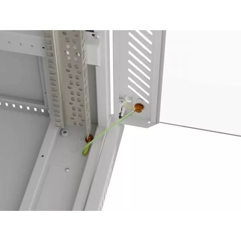 19 collu 42U LANBERG stāvošs statņu skapis 600×600 mm pelēks ar stikla durvīm un LCD (plakanā iepakojumā)