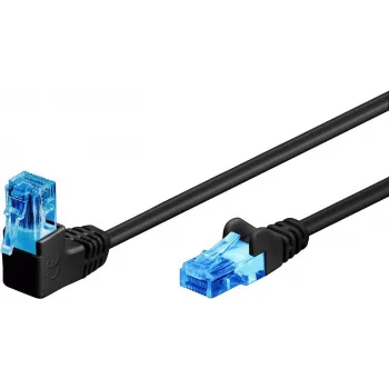 Goobay CAT 6A komutācijas kabelis 1x 90° leņķī, U/UTP, melns, 0,5 m - fiksatora cilne augšpusē, CCA vara maisījums (51528)