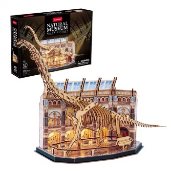 3D LED Puzzle Dante CubicFun NatMus Brachiosaurus 05447 – izglītojošs saliekamais modelis ar LED gaismu