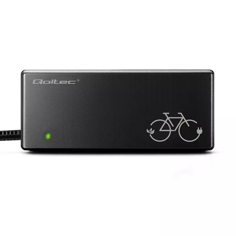 E-velosipēdu lādētājs QOLTEC 36V–42V 2A ar GX12 3 kontaktu savienotāju