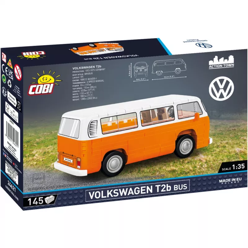 Modelēšanas komplekts Cobi Volkswagen T2b Bus oranžs, mērogs 1:35, konstruktors