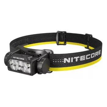 Galvas lukturītis Nitecore HC60 UHE ar 4000 mAh akumulatoru, 6 LED, ūdensizturīgs, triecienizturīgs, melns/dzeltens