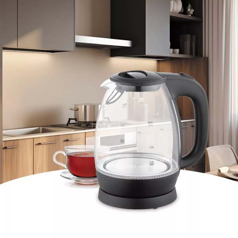 Elektriskā stikla tējkanna Maestro MR-063-Melns, 2200 W, stikla korpuss, bezvada pamatne