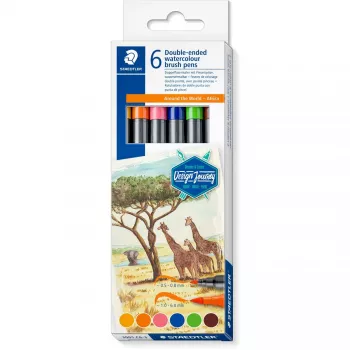 Flomasteri Staedtler 3001 C6-3 — 6 krāsas, smalks gals, lodes un otas uzgaļi
