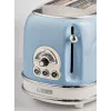 Ariete 155 Design 2 Slice Toaster ar sviestmaižu turētājiem, 6 grauzdēšanas līmeņi, 810 W, nerūsējošā tērauda korpuss, noņemama drupaču paplāte, pasteļzils