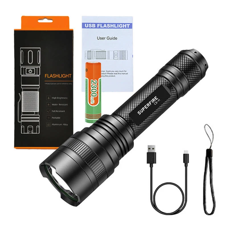 Lukturis Supfire C8-H — 1200 lm, USB uzlādējams, 250 m staru attālums