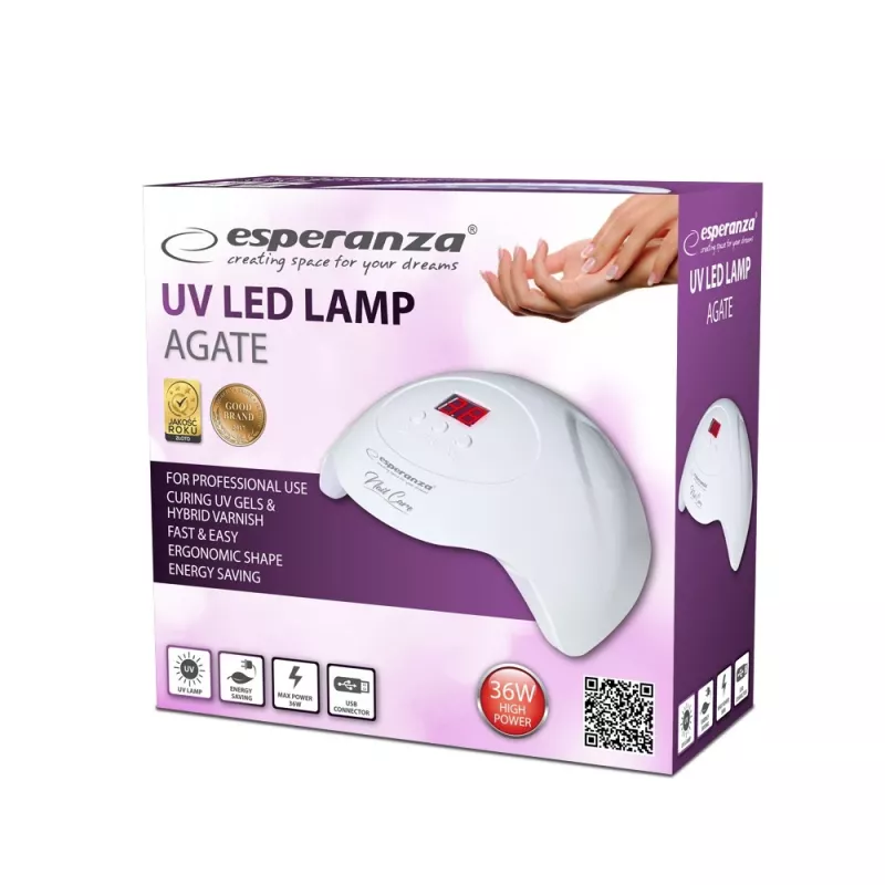 Nagu žāvētājs ESPERANZA EBN010 36W UV+LED, 15 lampas, balts, iebūvēts displejs, kustības sensors