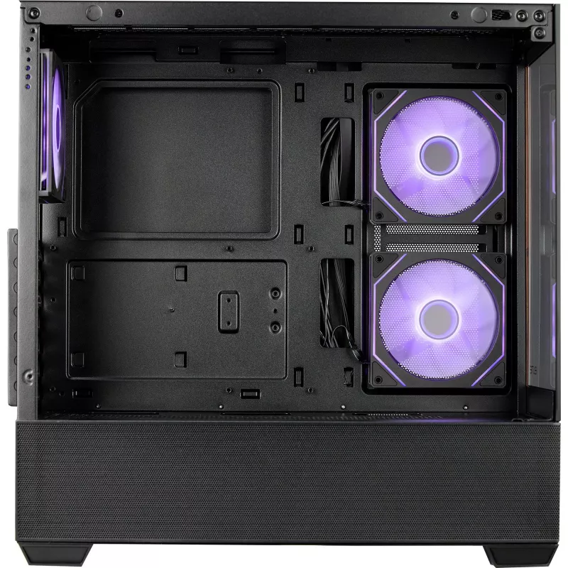 Cooler Master Elite 690 PC korpuss, Midi-Tornis, ATX, rūdīts stikls - 4x ARGB ventilators, koks, melns