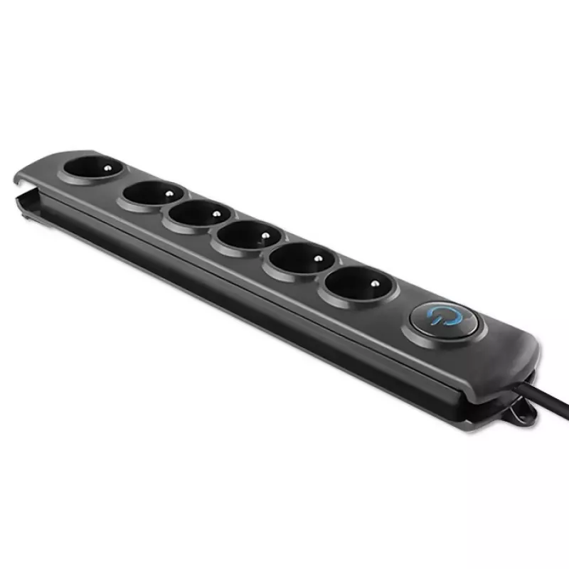 Pārsprieguma aizsargs Qoltec 50112 Melns 6 maiņstrāvas rozetes 230V 3m