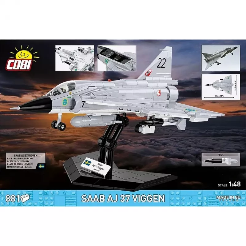 Cobi Blocks Saab AJ 37 Viggen 881 elementu konstrukciju komplekts