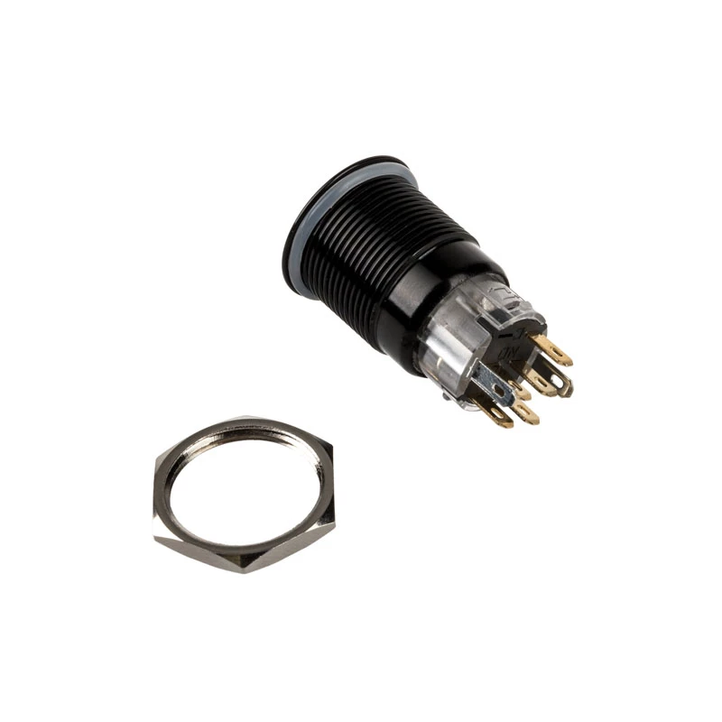 DimasTech Vandalizācijas izturīgs slēdzis/poga 19mm Melnsline Dot RGB PD218