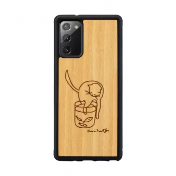 Aizsargājošs tālruņa maciņš man and wood Samsung Galaxy Note 20 ar kaķa un zivs apdruku