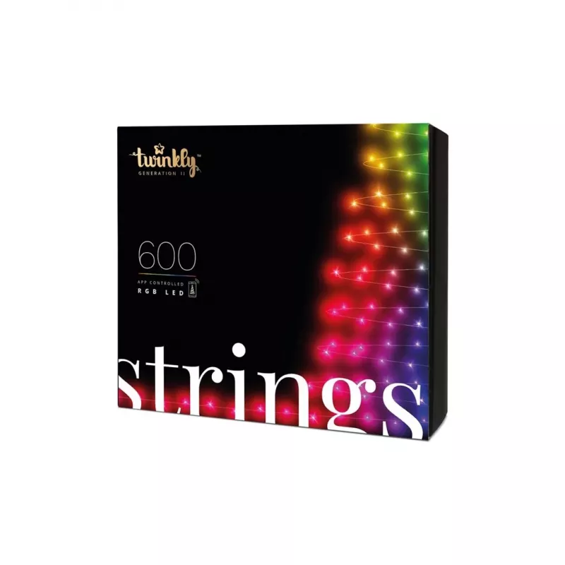 TWINKLY Strings 600 (TWS600STP-BEU) viedās Ziemassvētku eglītes gaismiņas, 600 LED, RGB, 48 m