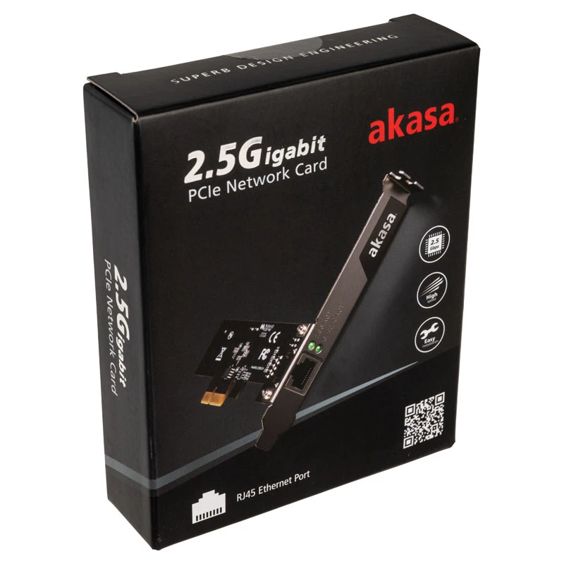 Akasa AK-PCCE25-01 - Iebūvēts - Vadu - PCI Express - Ethernet - 2500 Mbit/s