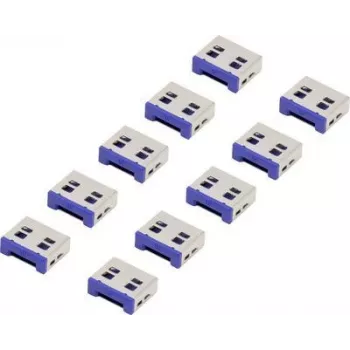 Renkforce USB porta bloķētājs RF-4695230, 10 gab. komplekts, sudraba-zils RF-4695230 (RF-4695230)