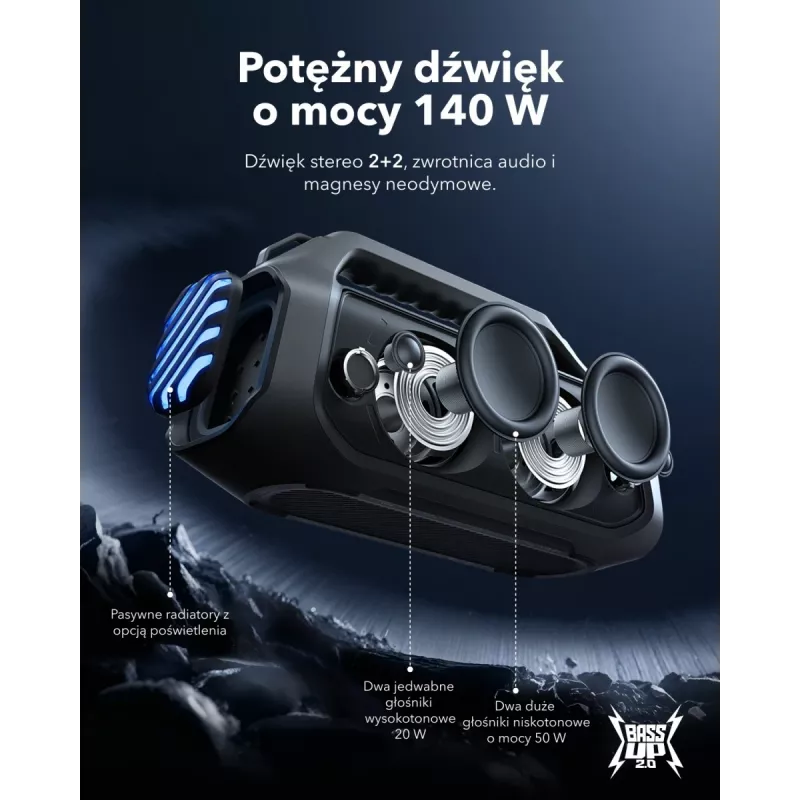 2.1 pārnēsājama skaļruņu sistēma Anker Soundcore Boom 2 Plus 140 W