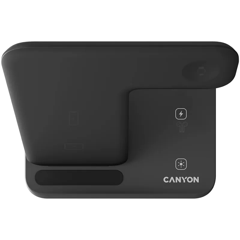 Canyon bezvadu lādētāja dokstacija 3in1 QI Apple 15W melna mazumtirdzniecība
