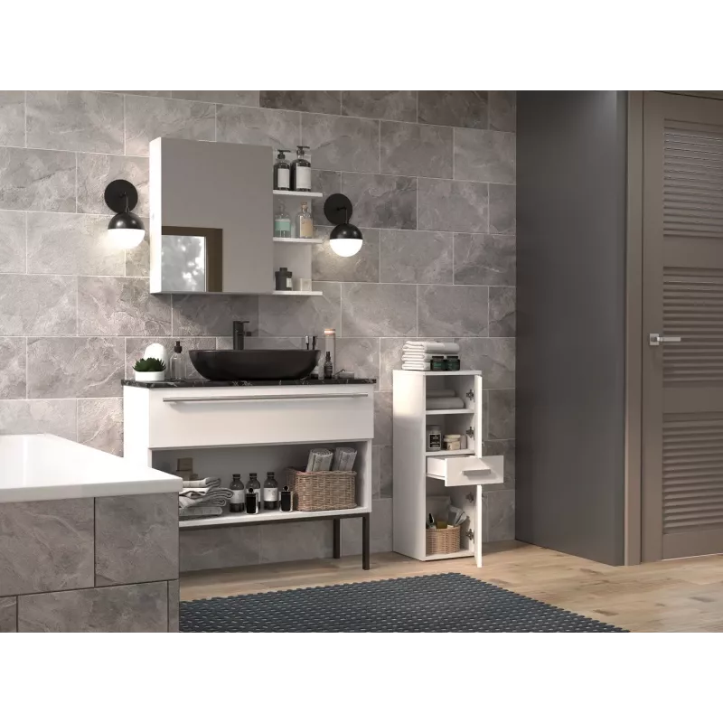 Vannas istabas uzglabāšanas skapis Top e Shop NEL V DDS BIEL — brīvi stāvošs 300×300×850 mm, 3 plaukti, balts