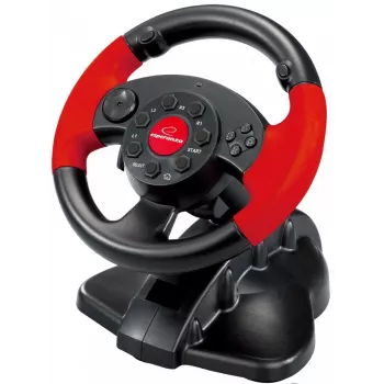 Stūres rats ESPERANZA EG103 spēļu kontrolieris — PC/PS2/PS3, 13 pogas, vibrācija, akselerometrs, melns/sarkans