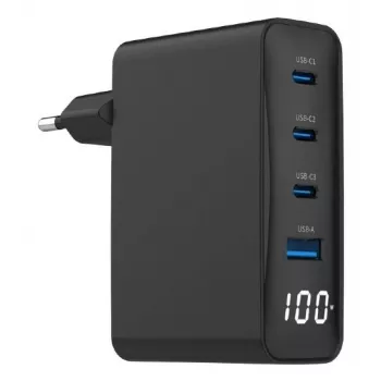 Gembird TA-UC-PDQC100LCD-01-BK mobilo ierīču lādētājs Klēpjdators, Viedtālrunis Melns Maiņstrāvas ātrā uzlāde Iekštelpām
