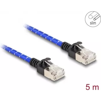 Tīkla kabelis DeLOCK RJ45 plāns 5m Cat6A U/FTP zils