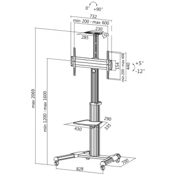 LogiLink BP0025 Multivides ratiņi/statīvs balts plakanam ekrānam