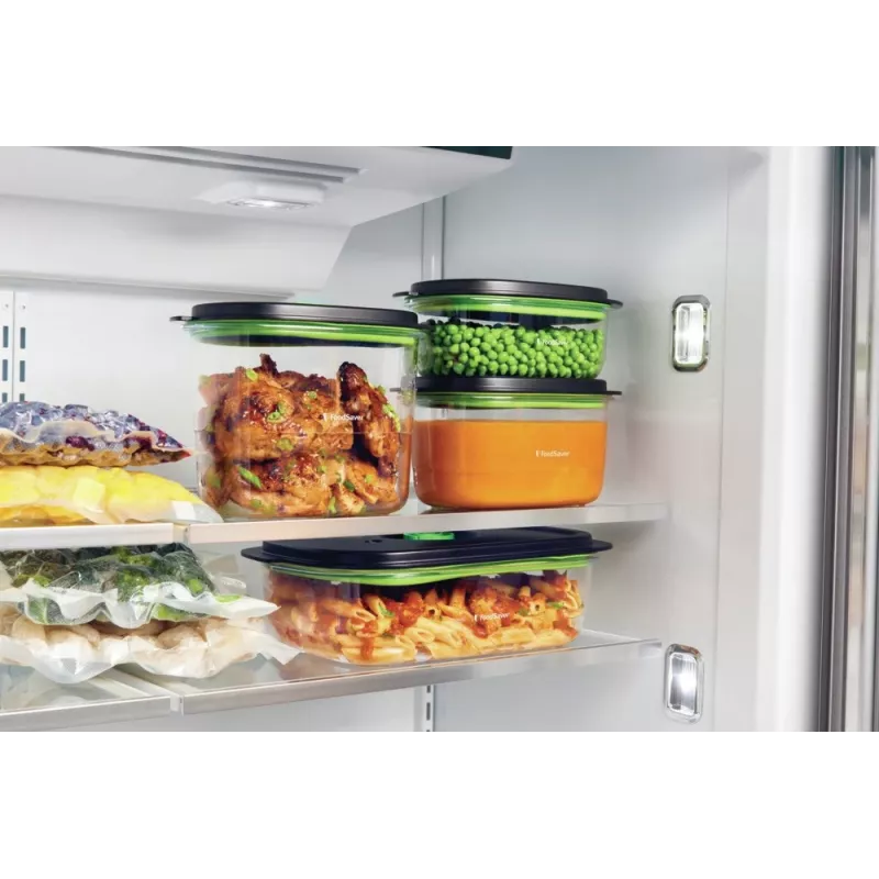 Pārtikas uzglabāšanas konteiners FoodSaver FFC023X 1,8 L ovāls Tritan, melns caurspīdīgs, vakuuma sūknis, mazgājams trauku mazgājamajā mašīnā