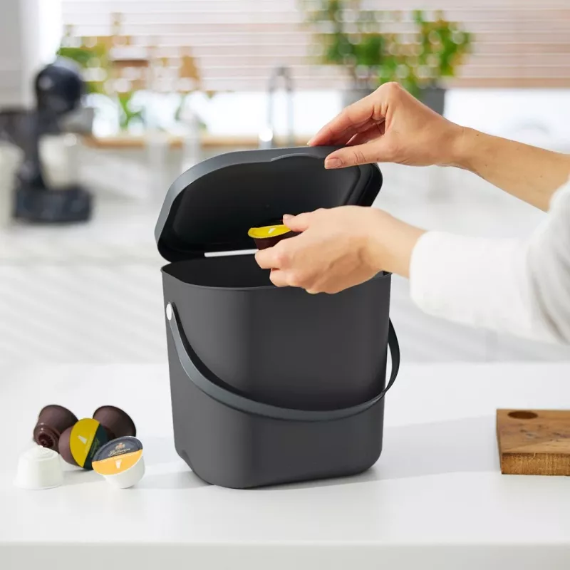 Atkritumu tvertne Rotho Albula taisnstūrveida plastmasas 6 L, antracīta, 200×235×208 mm