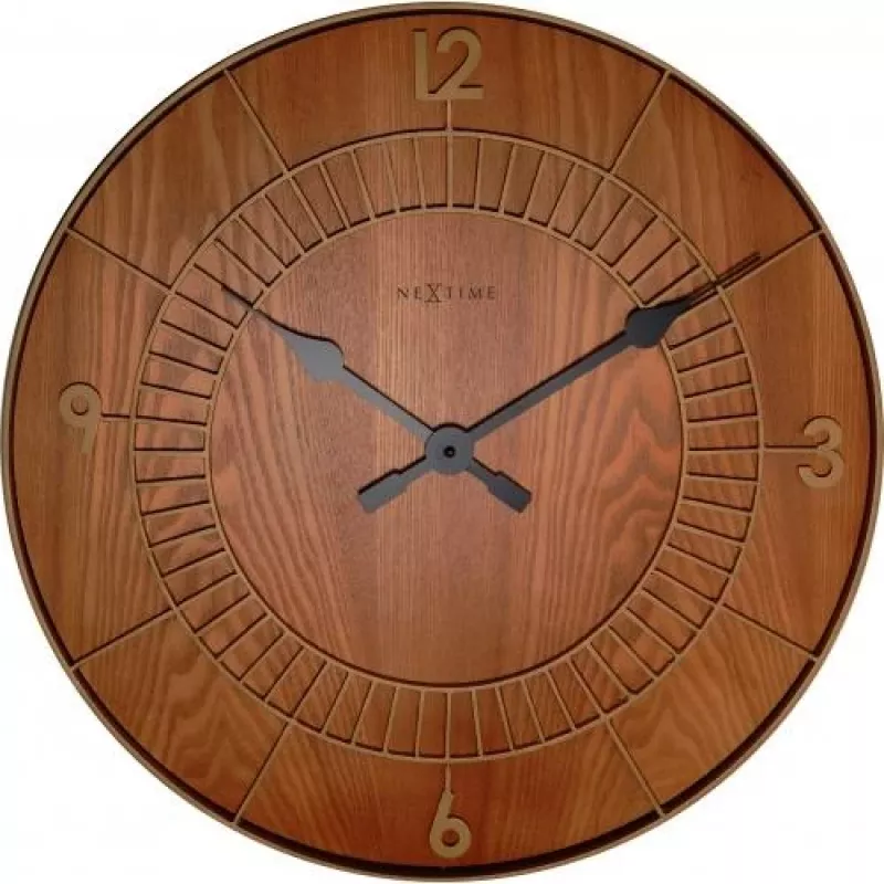 NeXtime pulkstenis 3113br Wood Round, Ø50 cm, pie sienas stiprināms, brūns