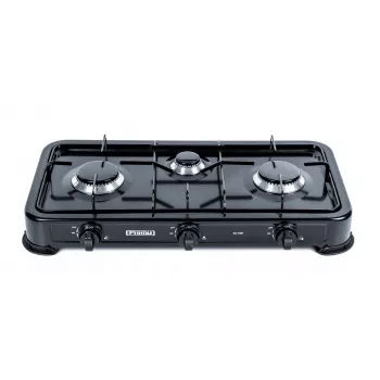 Gāzes plīts virsma PROMIS KG300C, 3 degļi, manuālas grozāmas vadības ierīces, melna plīts virsma, 580×310×110 mm