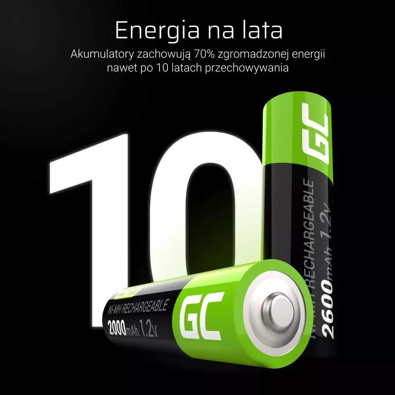 Uzlādējamā baterija zaļa Cell GR02 — NiMH AA 1,2 V, 2000 mAh, 2 gab.
