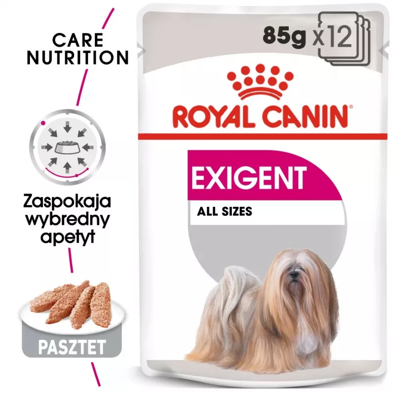 Mitrā suņu barība Royal Canin Exigent Meat Universal 12×85 g — mājputnu gaļa, pieaugušiem, izvēlīgiem suņiem