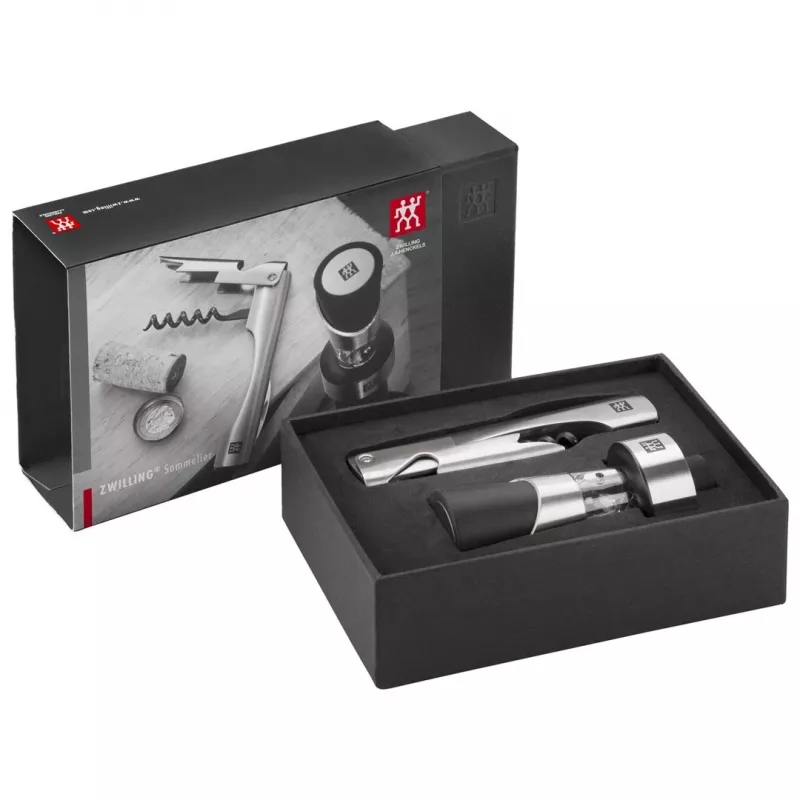 ZWILLING Sommelier vīna piederumu komplekts — taisnstūra futrālis 100×190×42 mm, 2 gab.