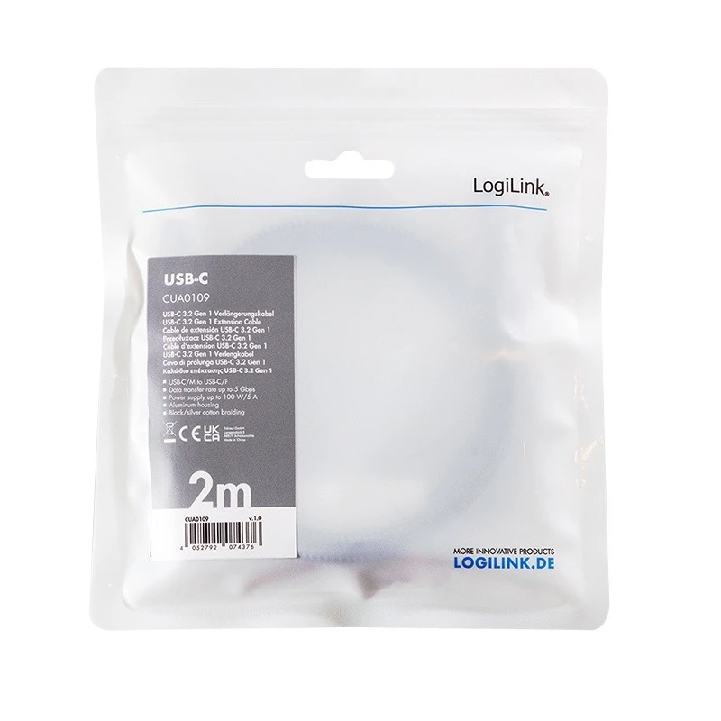 USB 3.2 Gen1 Type-C uz USB-C/F, PD, 2m