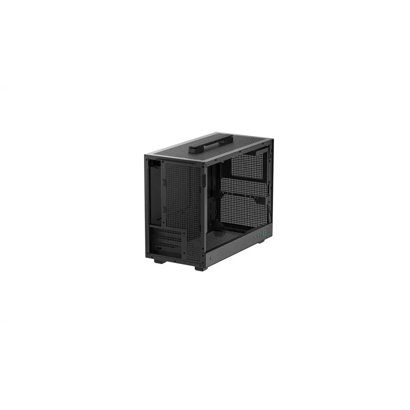 Datora korpuss DeepCool CH160 PLUS Small Form Factor SFF ATX/mATX, rūdīts stikls, USB-C, melns