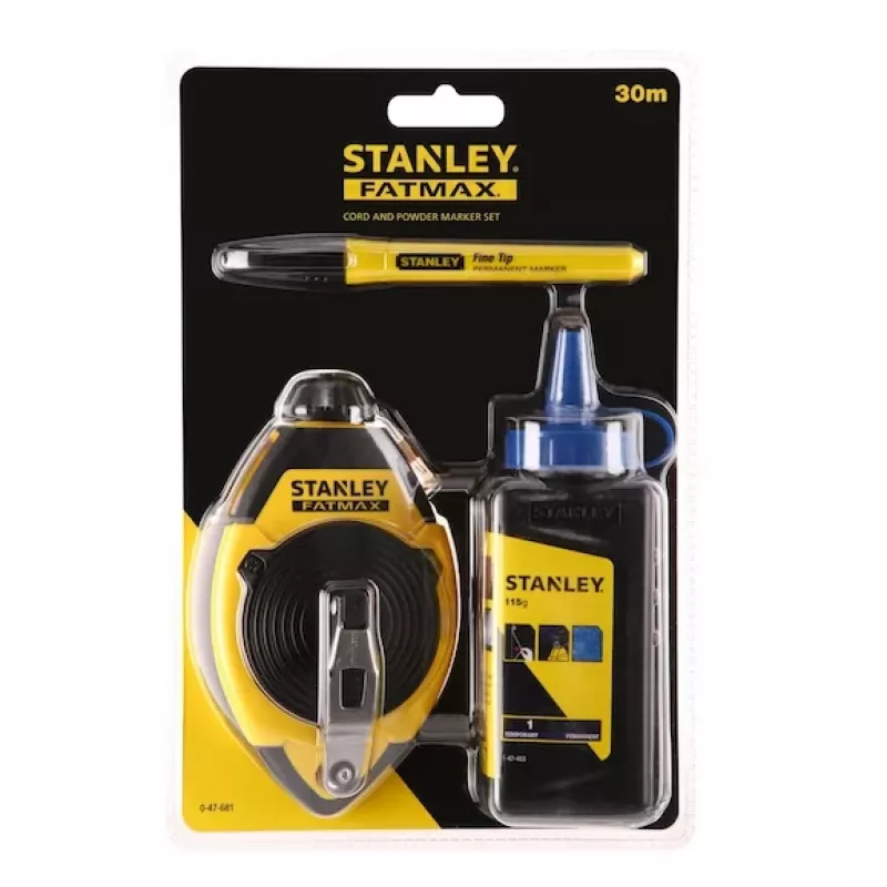Krīta līnijas komplekts STANLEY FATMAX 30 m, plastmasas korpuss, melns/dzeltens (0-47-681)