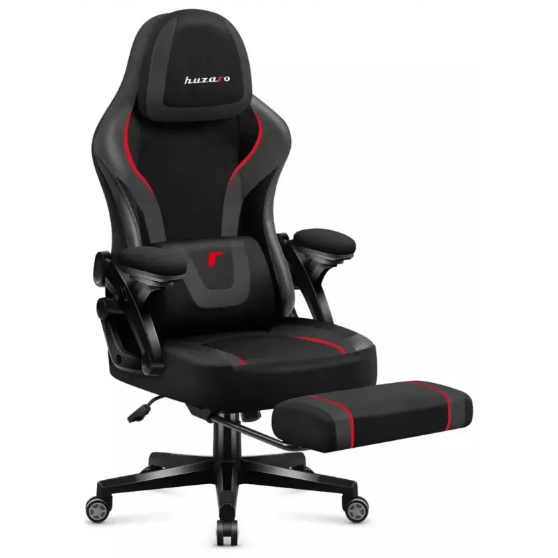 Spēļu krēsls huzaro Force 4.6 — ergonomisks auduma sēdeklis, regulējams augstums un slīpums, jostasvietas atbalsts, maks. 130 kg, sēdekļa platums 41 cm
