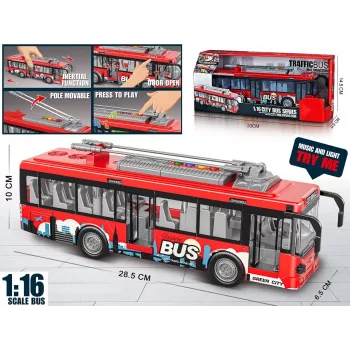 Rotaļu autobuss ar gaismām, skaņu un atveramām durvīm, modelis Madej 012865