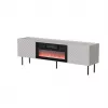 TV skapis cama meble LUCCA 180x40x59 cm, kašmira krāsas virsma, melns kamīns