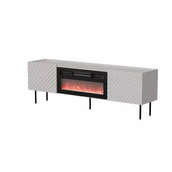 TV skapis cama meble LUCCA 180x40x59 cm, kašmira krāsas virsma, melns kamīns