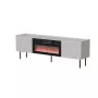 TV skapis cama meble LUCCA 180x40x59 cm, kašmira krāsas virsma, melns kamīns