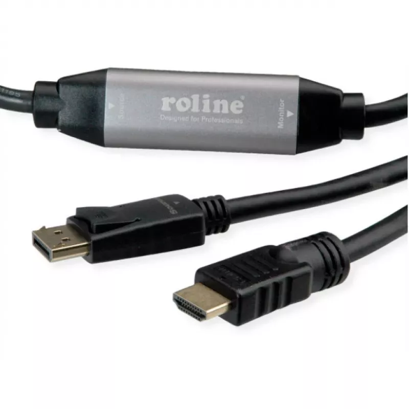 Video kabeļa adapteris ROLINE 11.04.5776 7.5 m HDMI A tipa DisplayPort melns
