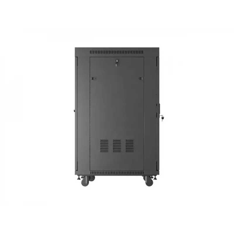 Tīkla statīva skapis LANBERG 19 collu 24U 600x800 mm melns ar stikla durvīm un LCD izgriezumu (plakanais iepakojums) v2
