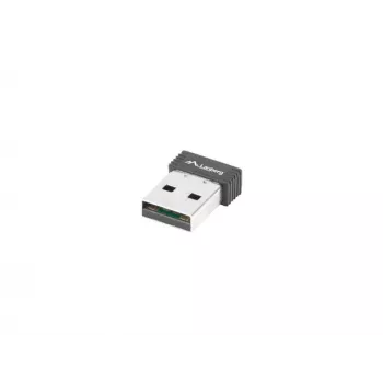 Bezvadu USB WLAN adapteris LANBERG NC-0150-WI — 150 Mbit/s, ārējā 2 dBi antena, melns