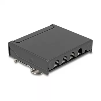 Patch panel DELOCK Mini Desktop RJ45 4-portu Cat.6A ekranēts melns, metāla, 90×22×93 mm