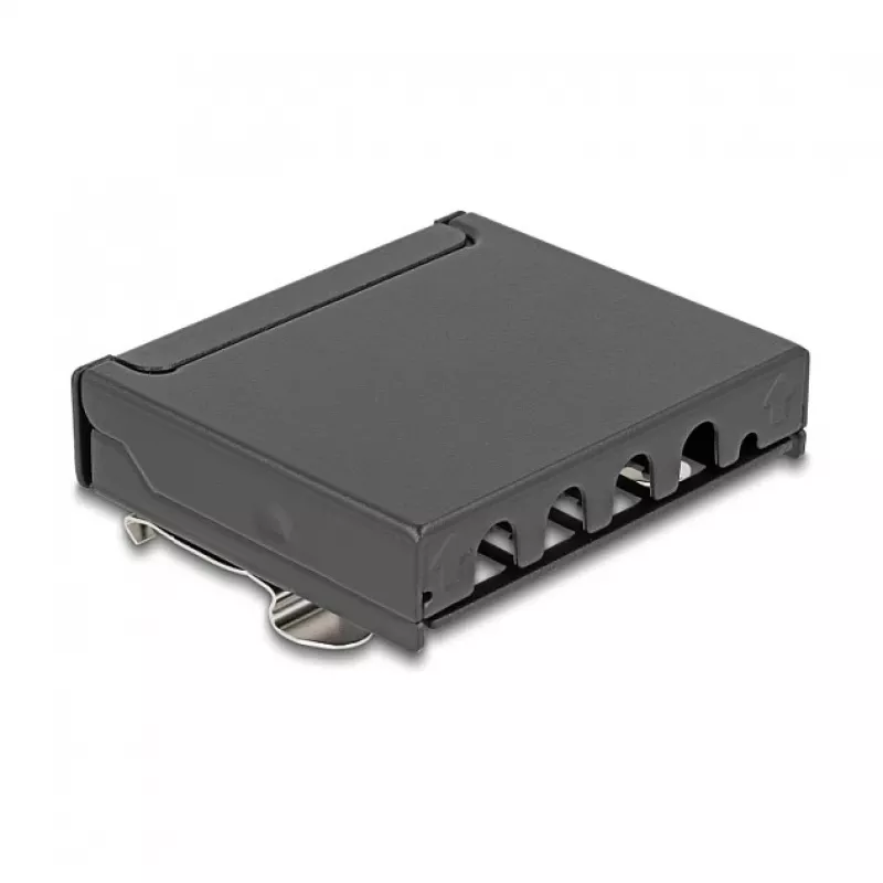 Patch panel DELOCK Mini Desktop RJ45 4-portu Cat.6A ekranēts melns, metāla, 90×22×93 mm